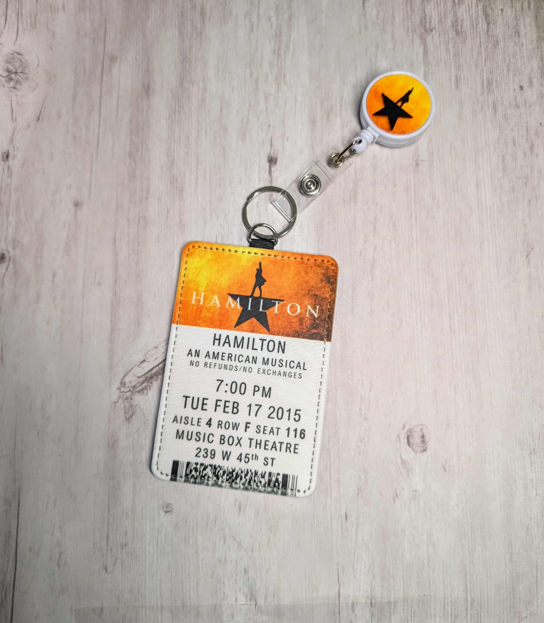 Hamilton Broadway Ticket ID Card Holder with Badge Reel