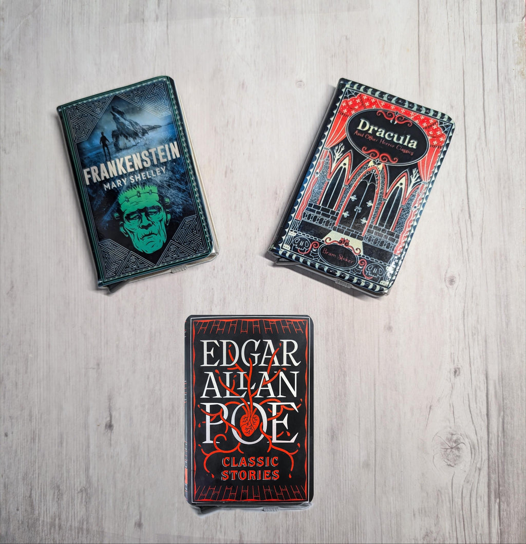 Gothic Horror Literature Custom Favorite Book or Novel Card Holder RFID Blocking Wallet Frankenstein Dracula Edgar Allen Poe