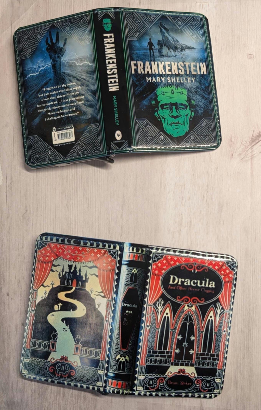 Gothic Horror Literature Custom Favorite Book or Novel Card Holder RFID Blocking Wallet Frankenstein Dracula Edgar Allen Poe