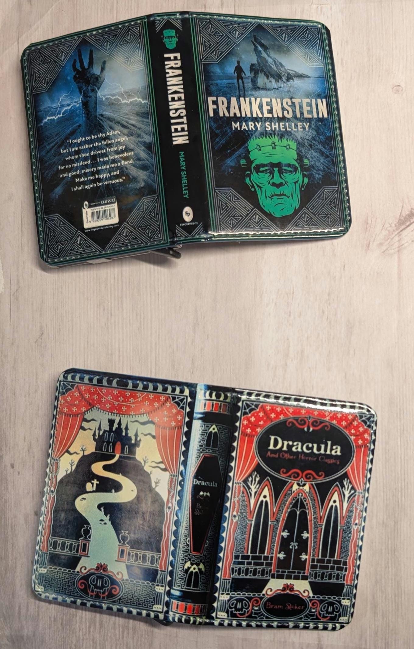 Gothic Horror Literature Custom Favorite Book or Novel Card Holder RFID Blocking Wallet Frankenstein Dracula Edgar Allen Poe