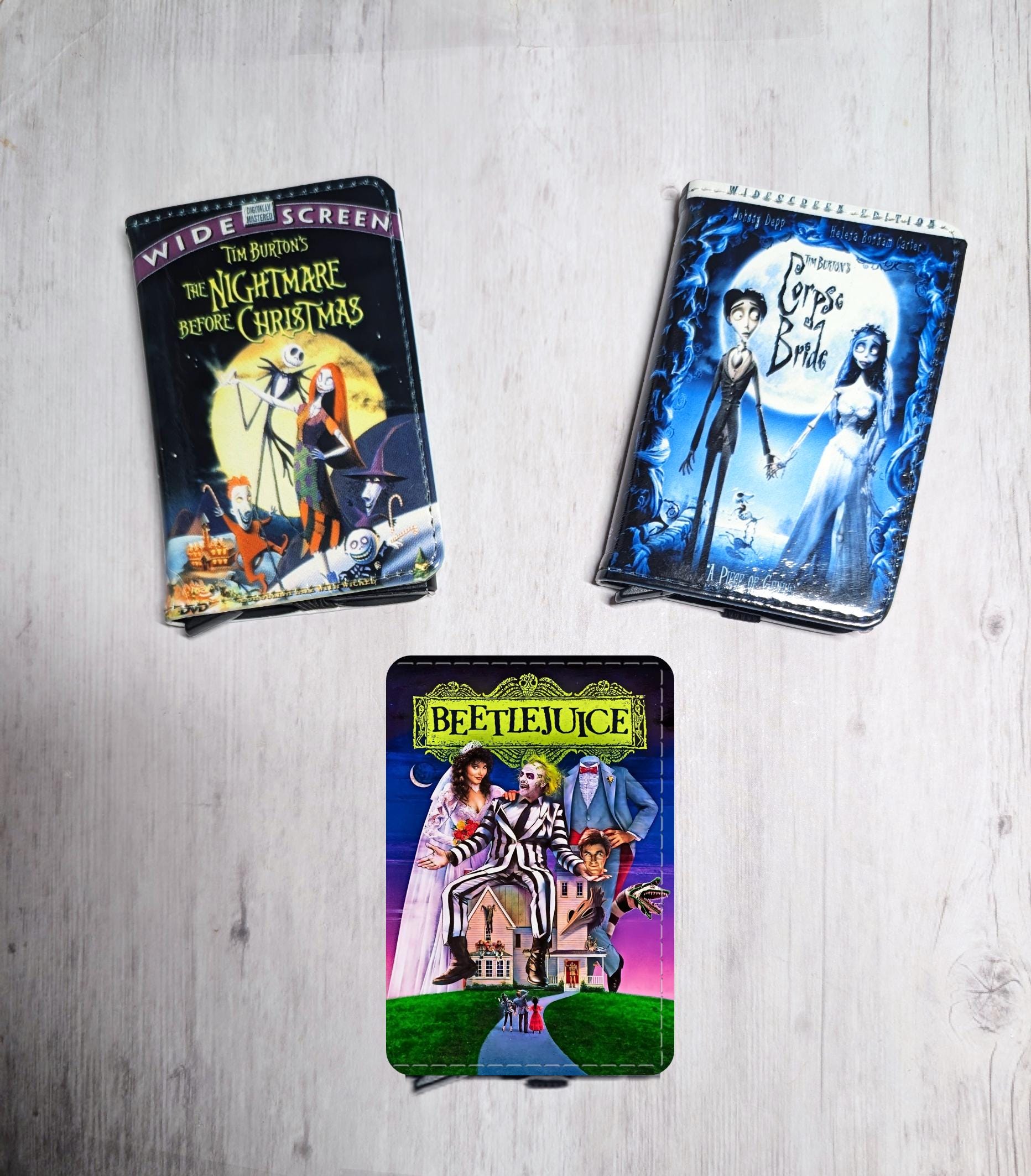 Tim Burton Movie VHS DVD Custom Card Holder RFID Blocking Wallet
