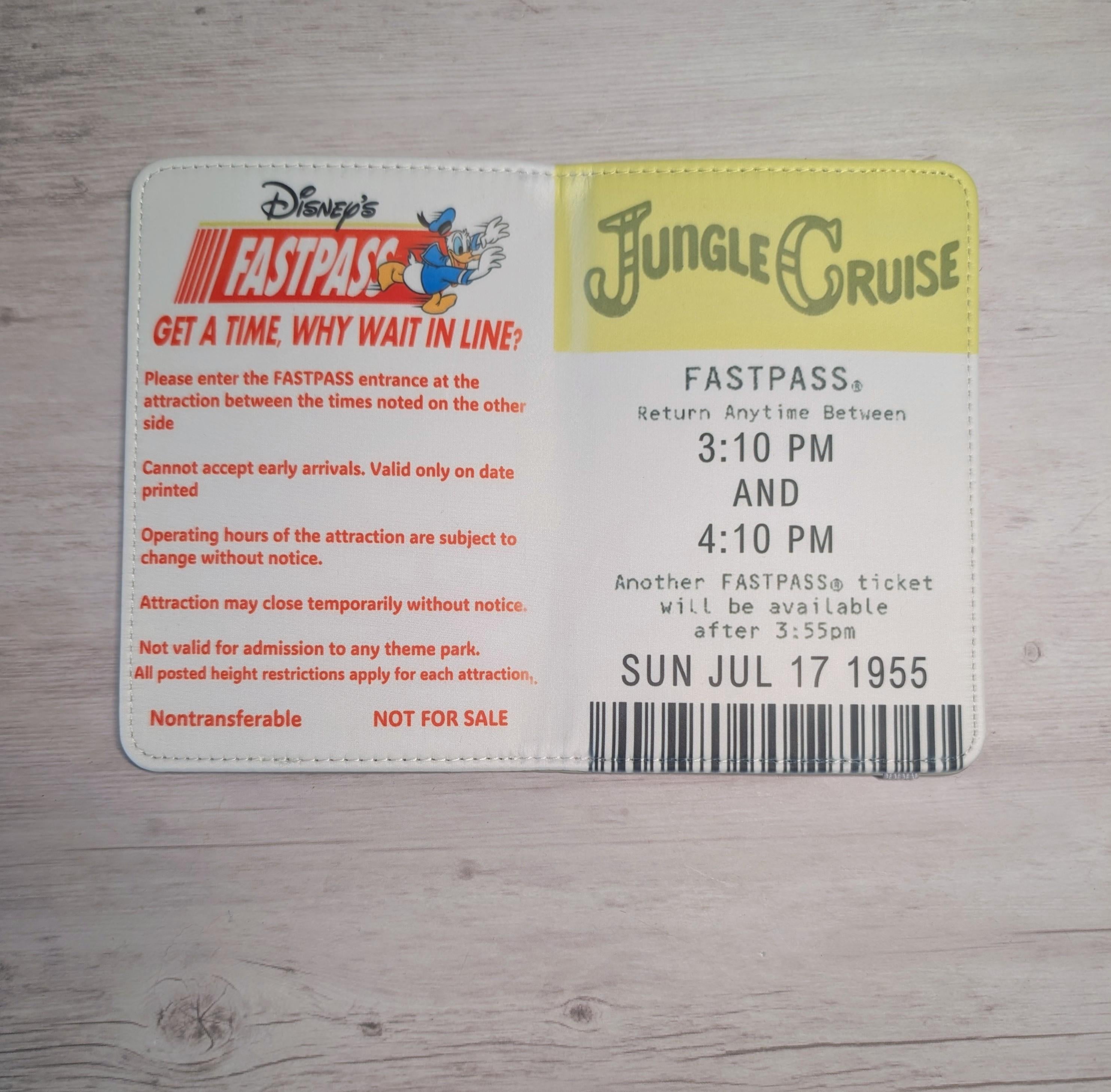 Fastpass theme park ride ticket passport cover holder