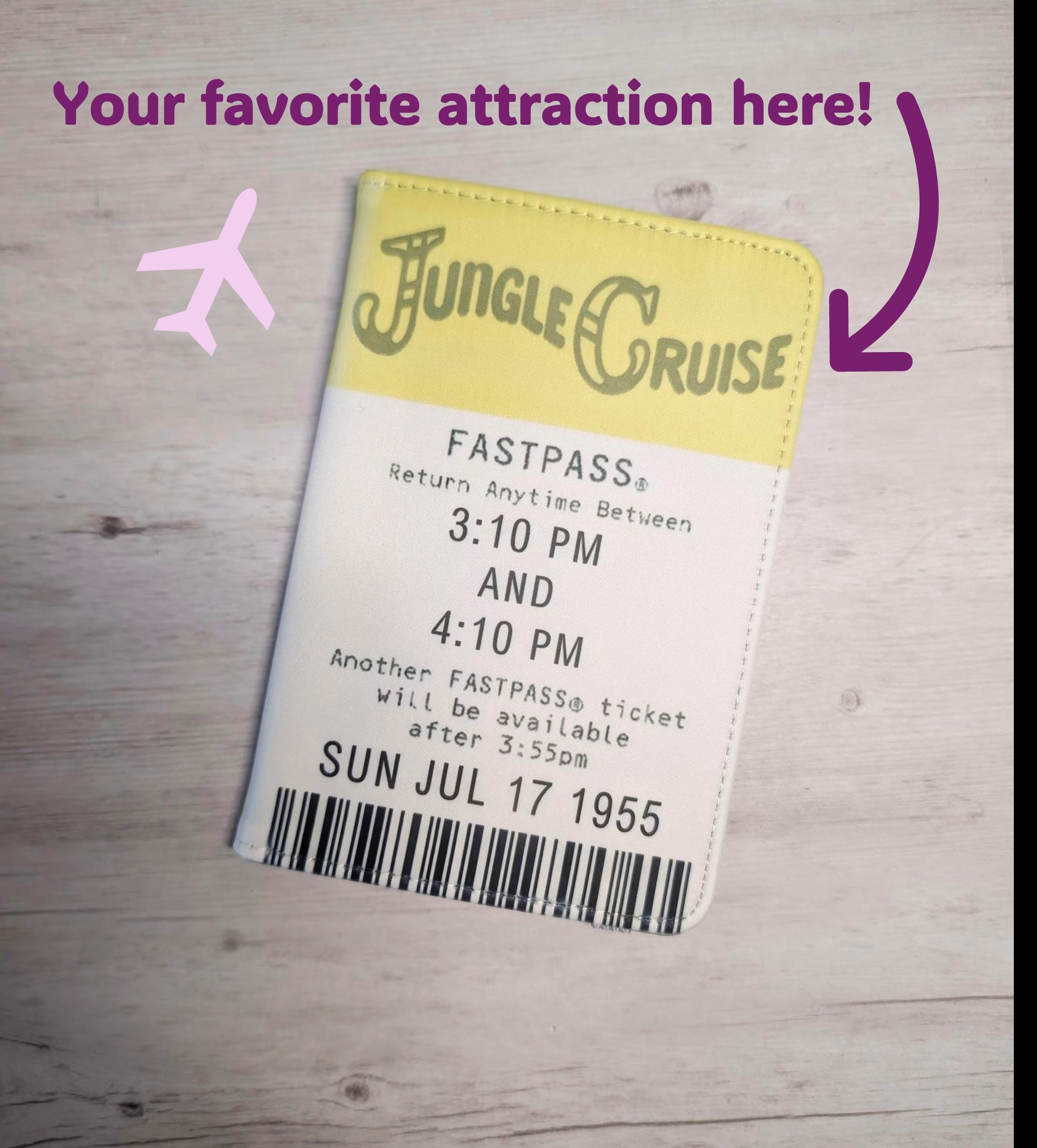 Fastpass theme park ride ticket passport cover holder